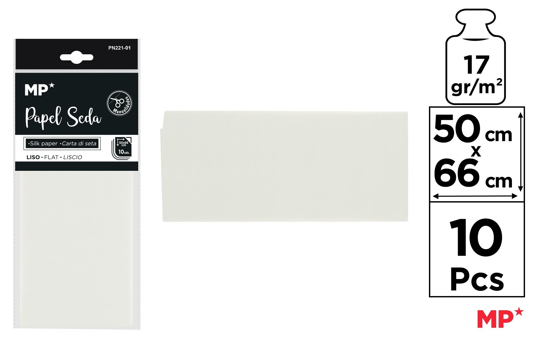 BOLSA 10 UNIDADES DE PAPEL SEDA MP 50 X 66 CM COLOR BLANCO