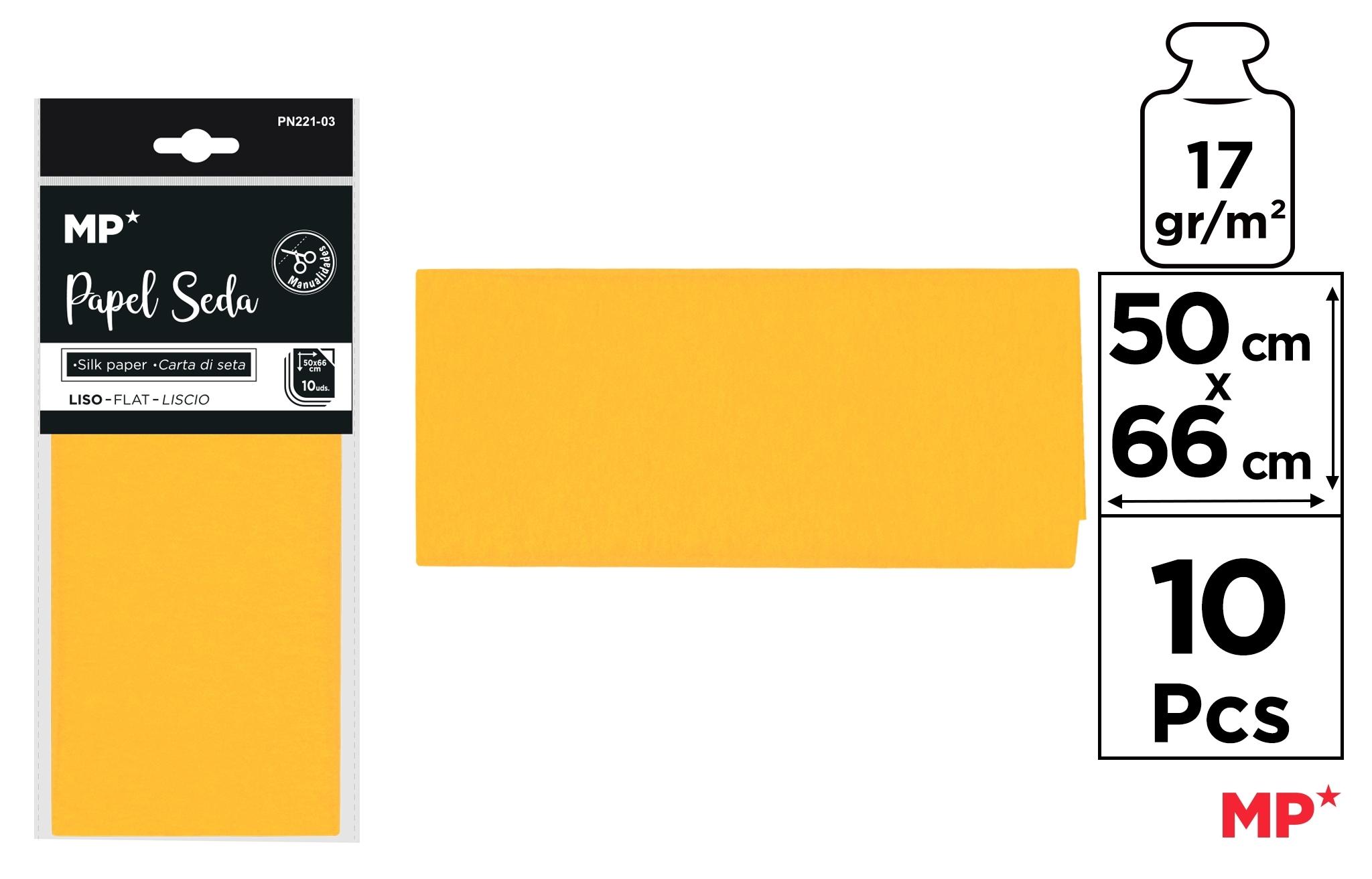 BOLSA 10 UNIDADES DE PAPEL SEDA MP 50 X 66 CM COLOR AMARILLO