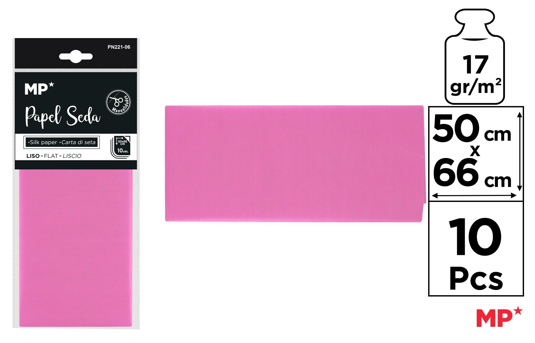BOLSA 10 UNIDADES DE PAPEL SEDA MP 50 X 66 CM COLOR ROSA