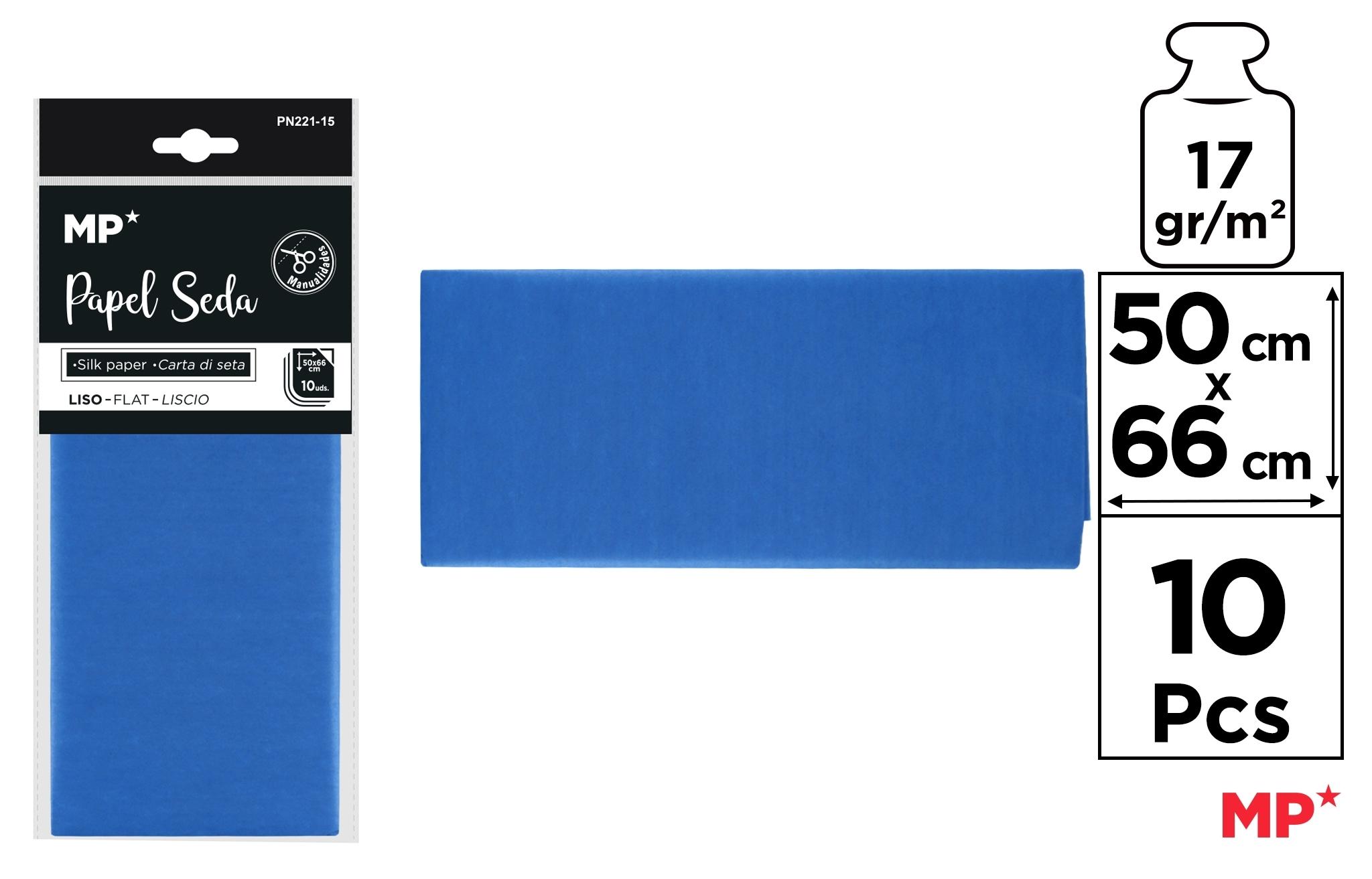 BOLSA 10 UNIDADES DE PAPEL SEDA MP 50 X 66 CM COLOR AZUL MARINO