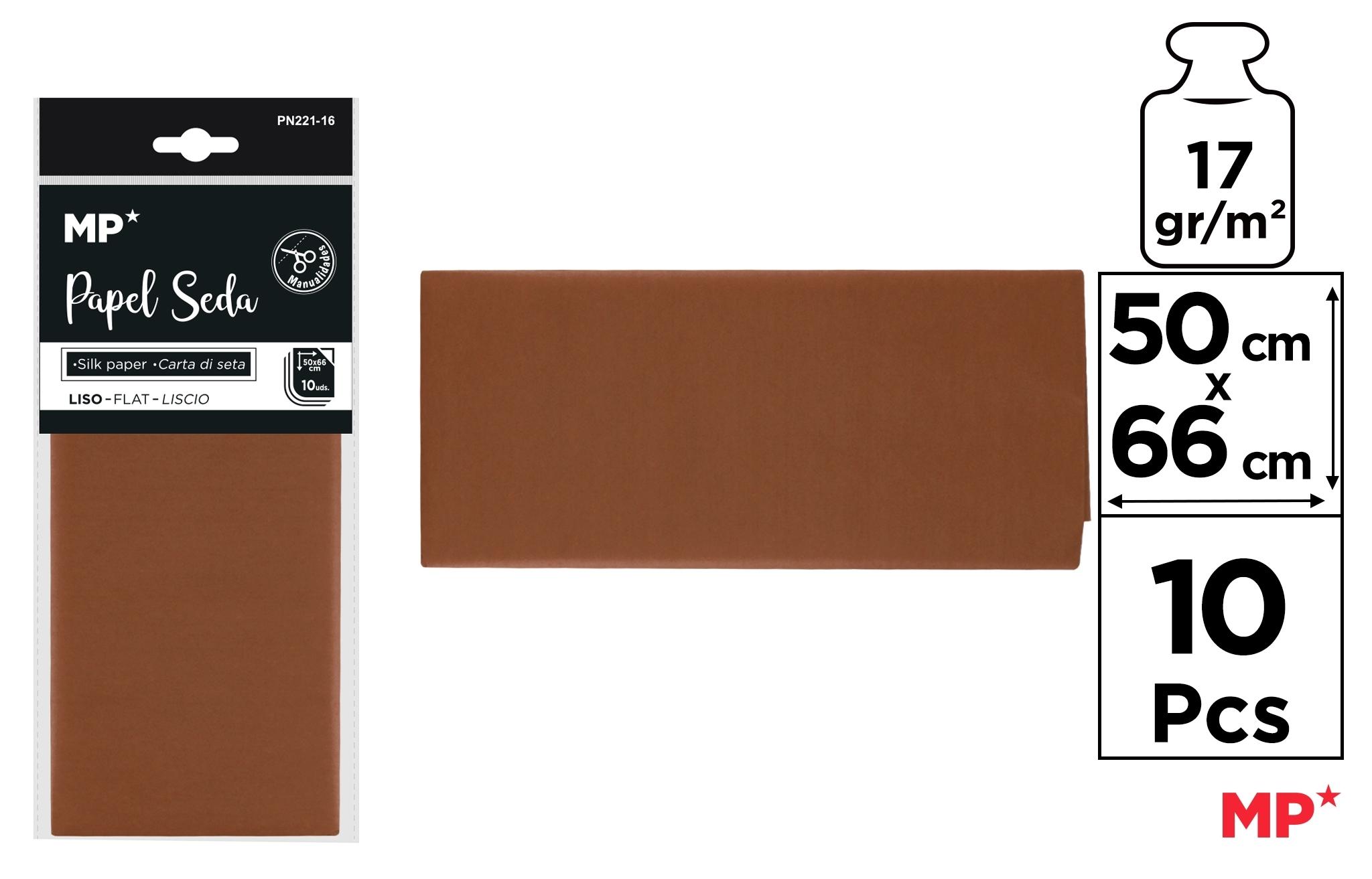 BOLSA 10 UNIDADES DE PAPEL SEDA MP 50 X 66 CM COLOR MARRON