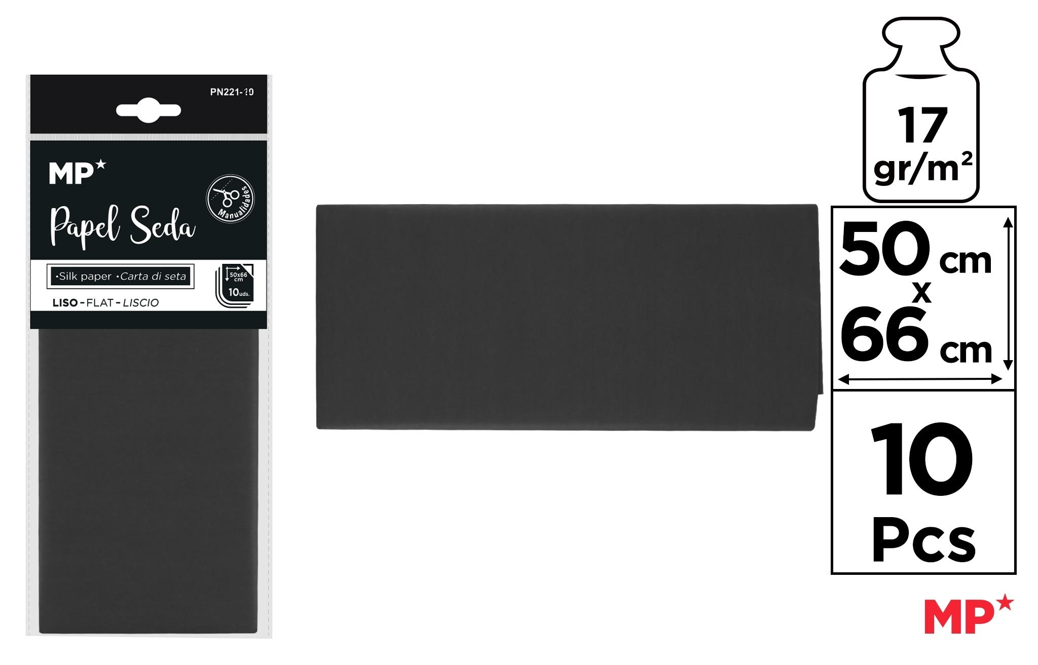 BOLSA 10 UNIDADES DE PAPEL SEDA MP 50 X 66 CM COLOR NEGRO