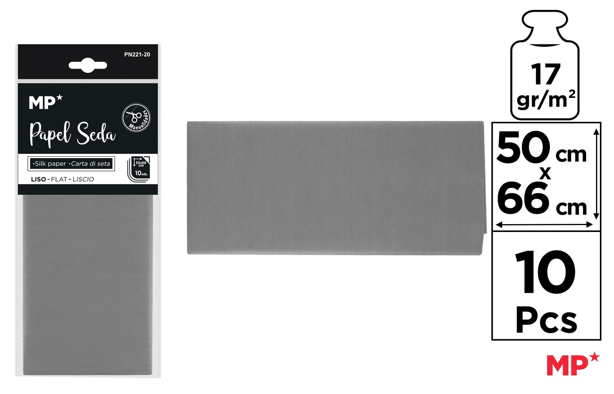 BOLSA 10 UNIDADES DE PAPEL SEDA MP 50 X 66 CM COLOR GRIS
