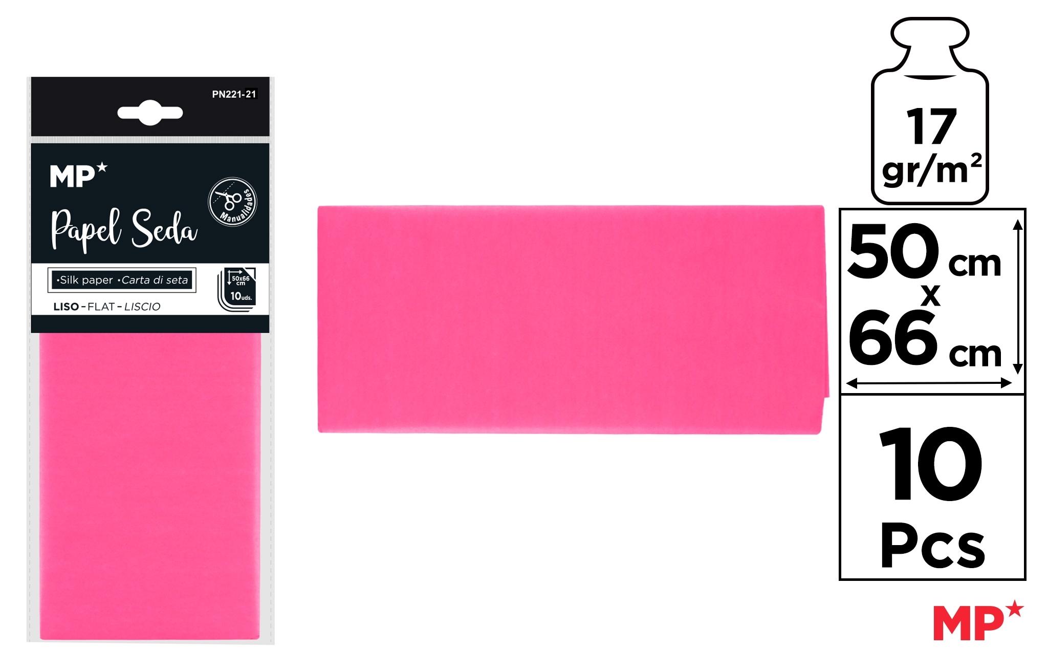 BOLSA 10 UNIDADES DE PAPEL SEDA MP 50 X 66 CM COLOR ROSA FUCSIA