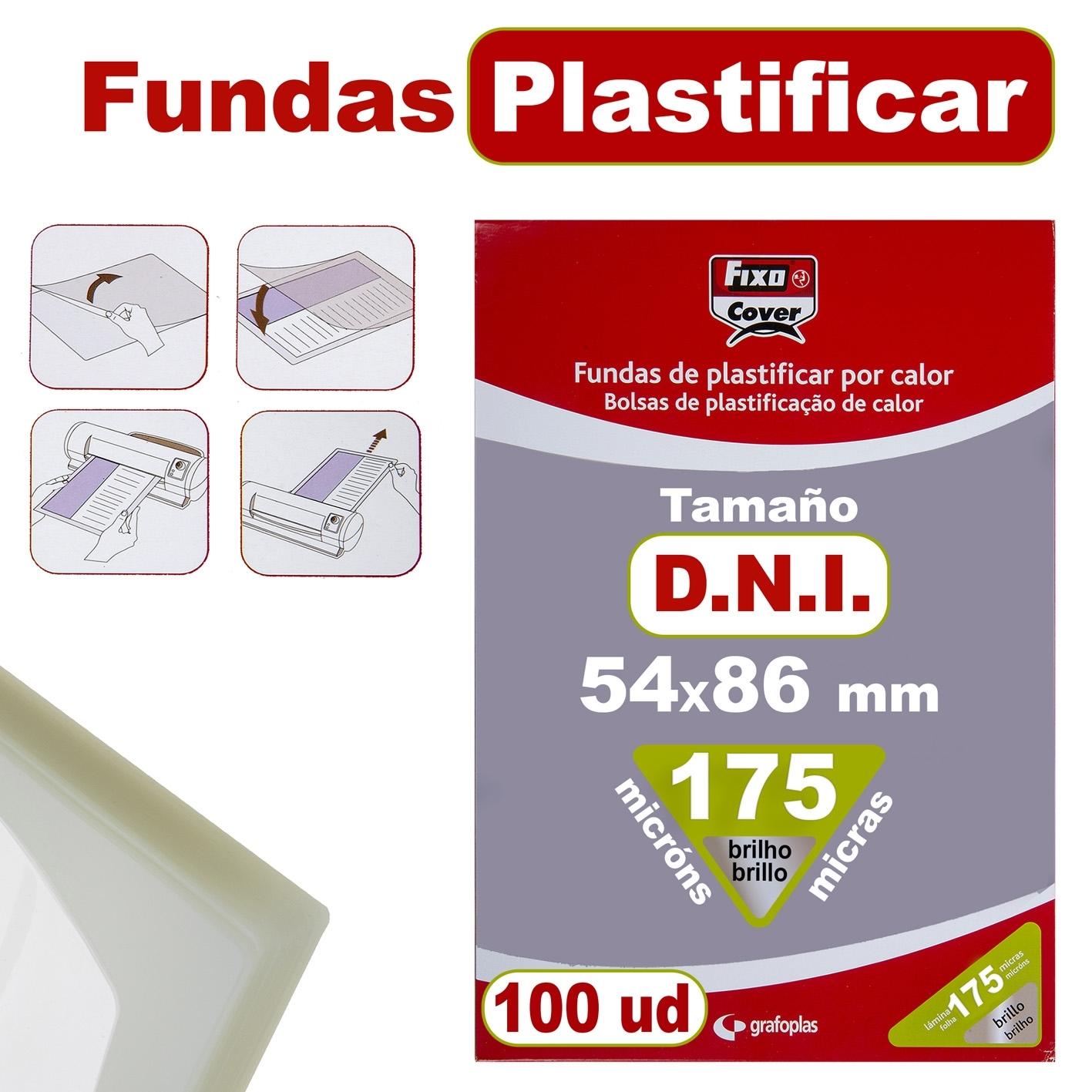 CAJA 100 FUNDAS PLASTIFICAR CARNET DNI 54X86 MM 175 MICRAS FIXOCOVER