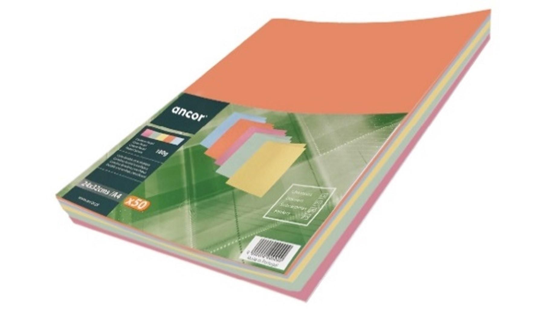 PAQUETE 50 SUBCARPETAS ANCOR DIN A4 180 GRS COLORES SURTIDOS
