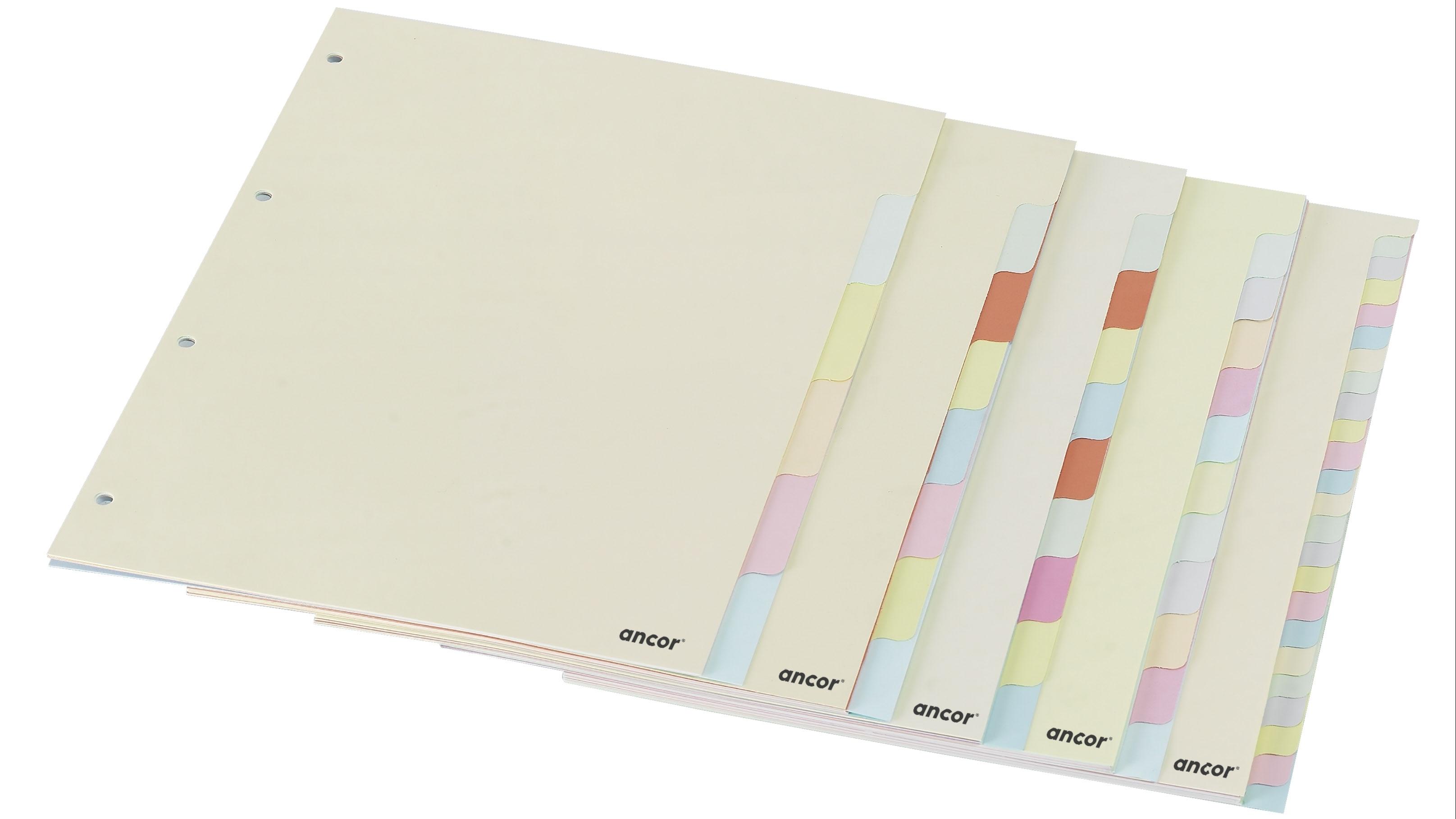 JUEGO SEPARADORES CARTULINA ANCOR CLASSIC MARBLE DIN A4 10 COLORES
