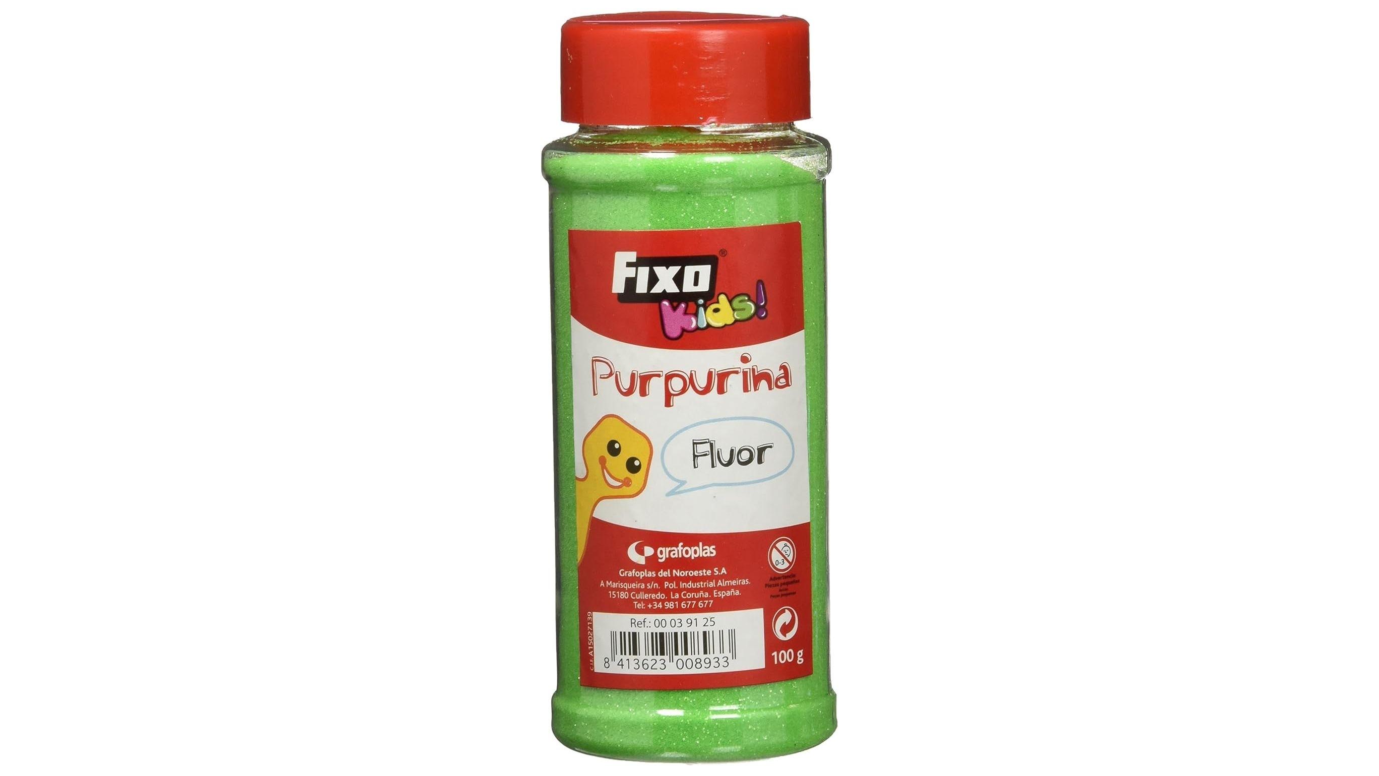 BOTE 100 G PURPURINA FIXO KIDS COLOR VERDE FLUOR