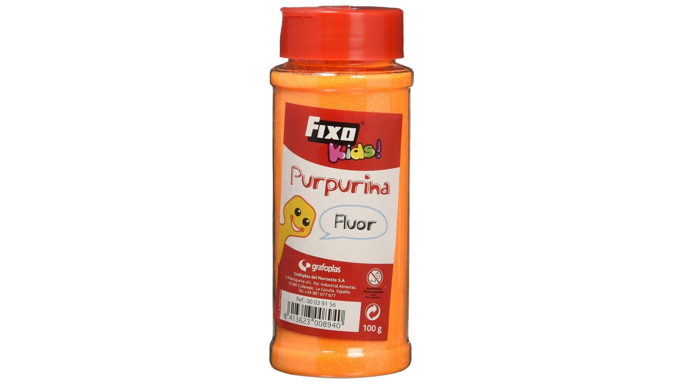 BOTE 100 G PURPURINA FIXO KIDS COLOR NARANJA FLUOR