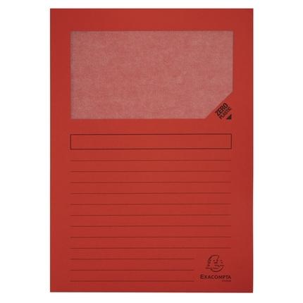 PAQUETE 100 SUBCARPETAS EXACOMPTA FOREVER CON VENTANA COLOR ROJO
