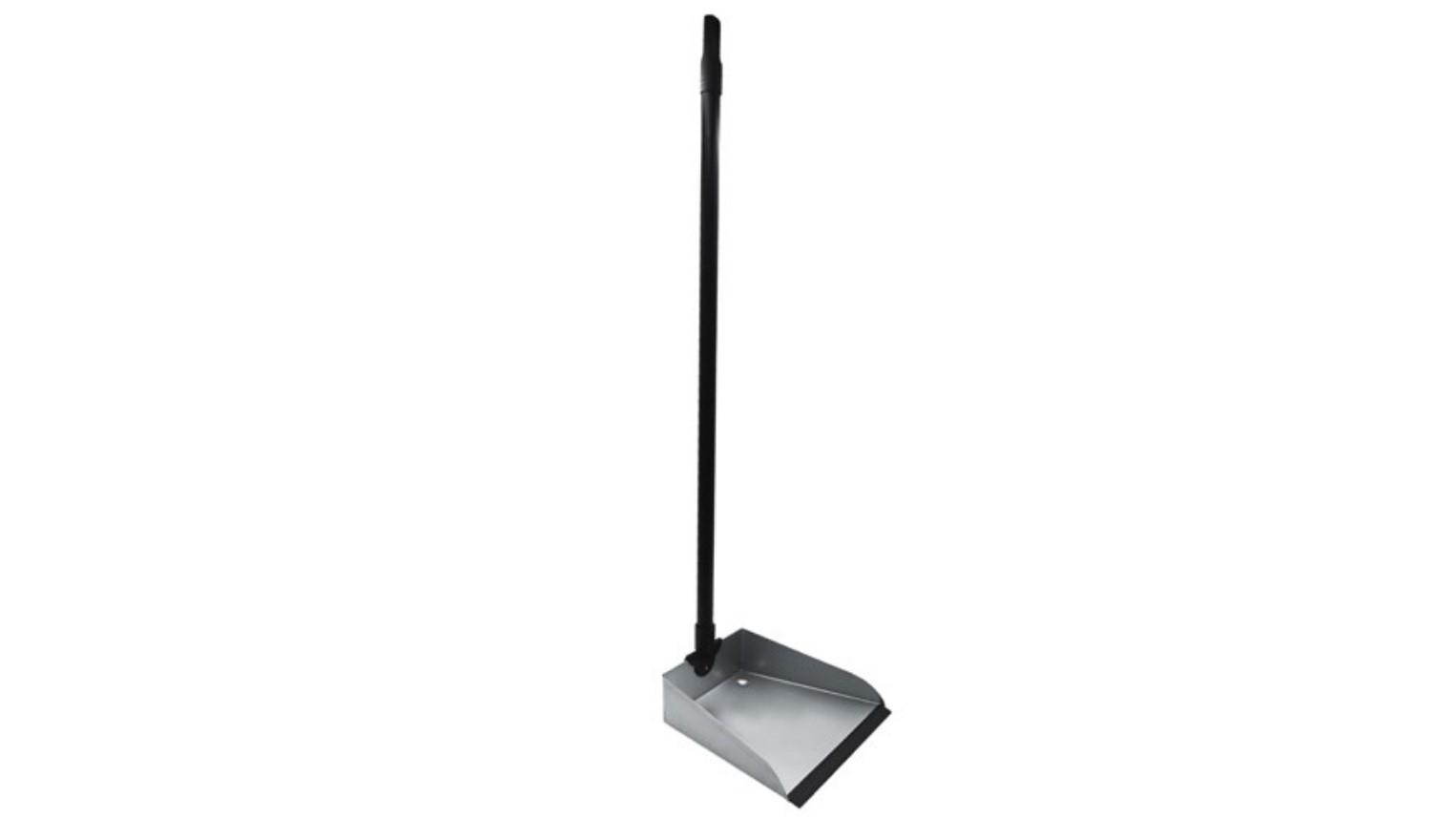 RECOGEDOR METALICO CON GOMA Y PALO METALICO PLASTIFICADO NEGRO