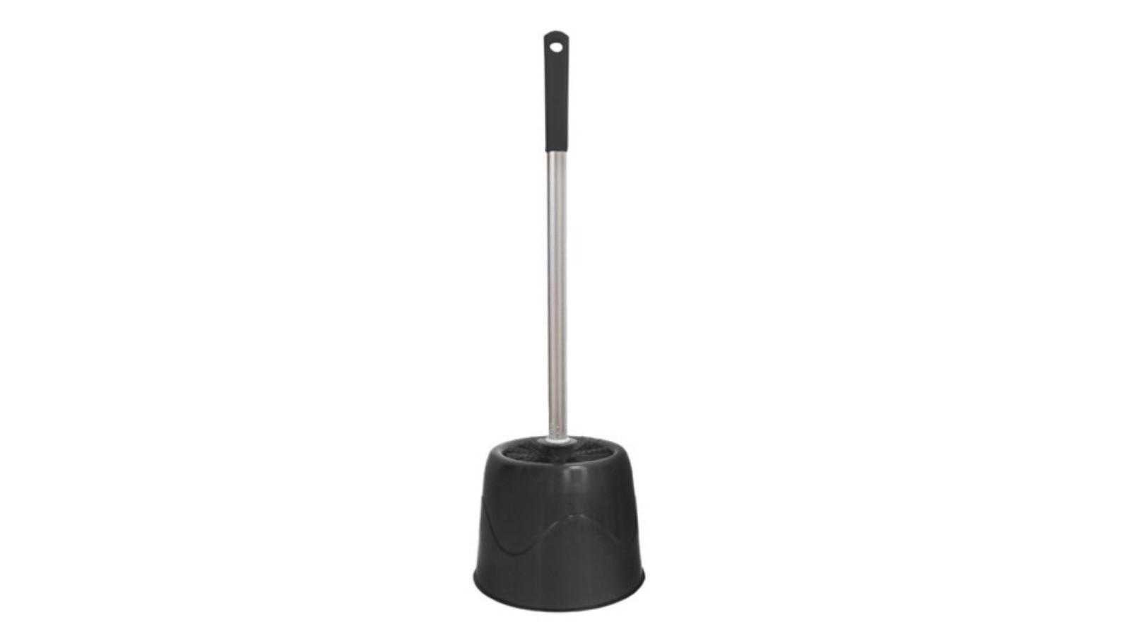 ESCOBILLERO WC NEGRO - ESCOBILLA MANGO METALICO + SOPORTE