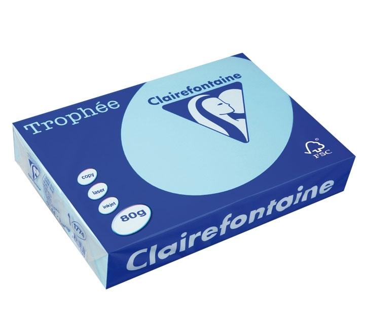 PAQUETE 500 HOJAS PAPEL TROPHEE CLAIREFONTAINE A4 PASTEL COLOR AZUL CIELO