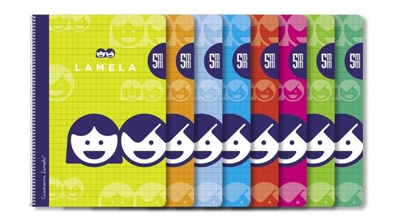 CUADERNO ESPIRAL LAMELA CUARTO 40 HOJAS CUADROVIA 5MM TAPA BLANDA COLORES SURTIDOS