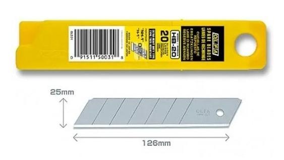 BLISTER 20 CUCHILLAS RECAMBIO CUTTER 25MM OLFA HB-20
