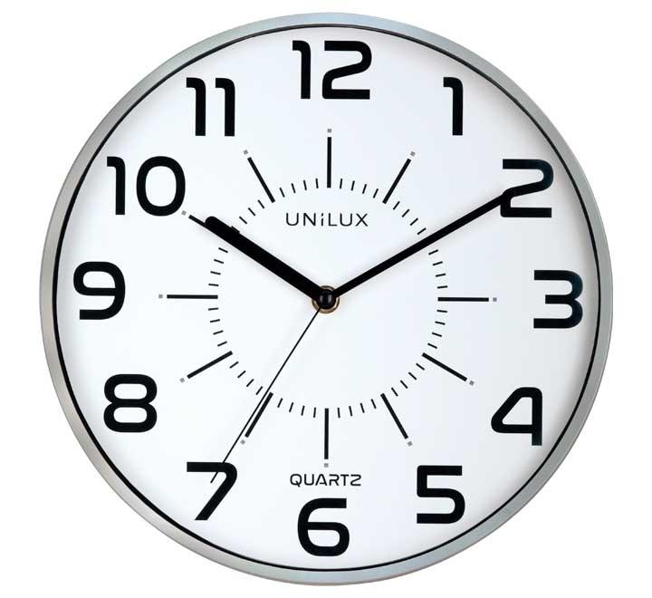 RELOJ OFICINA DE PARED UNILUX POP REDONDO 30 CM MARCO GRIS PLATA