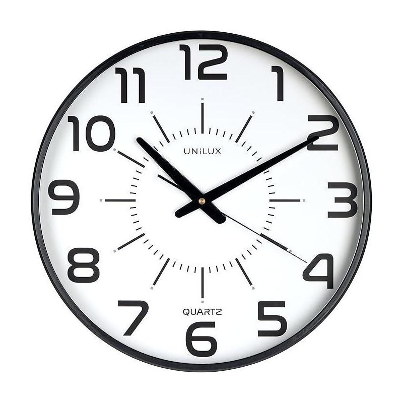 RELOJ OFICINA DE PARED UNILUX MAXI POP REDONDO 37,5 CM MARCO NEGRO