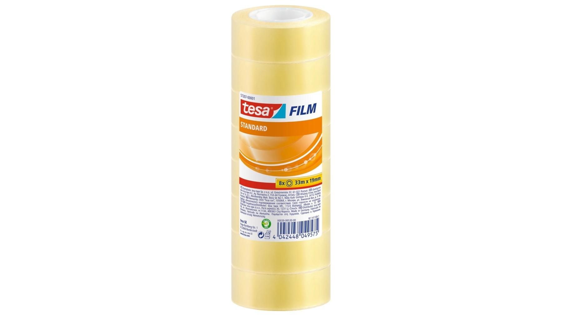 TORRE 8 ROLLOS CINTA ADHESIVA TESA FILM STANDARD 19MM X 33M
