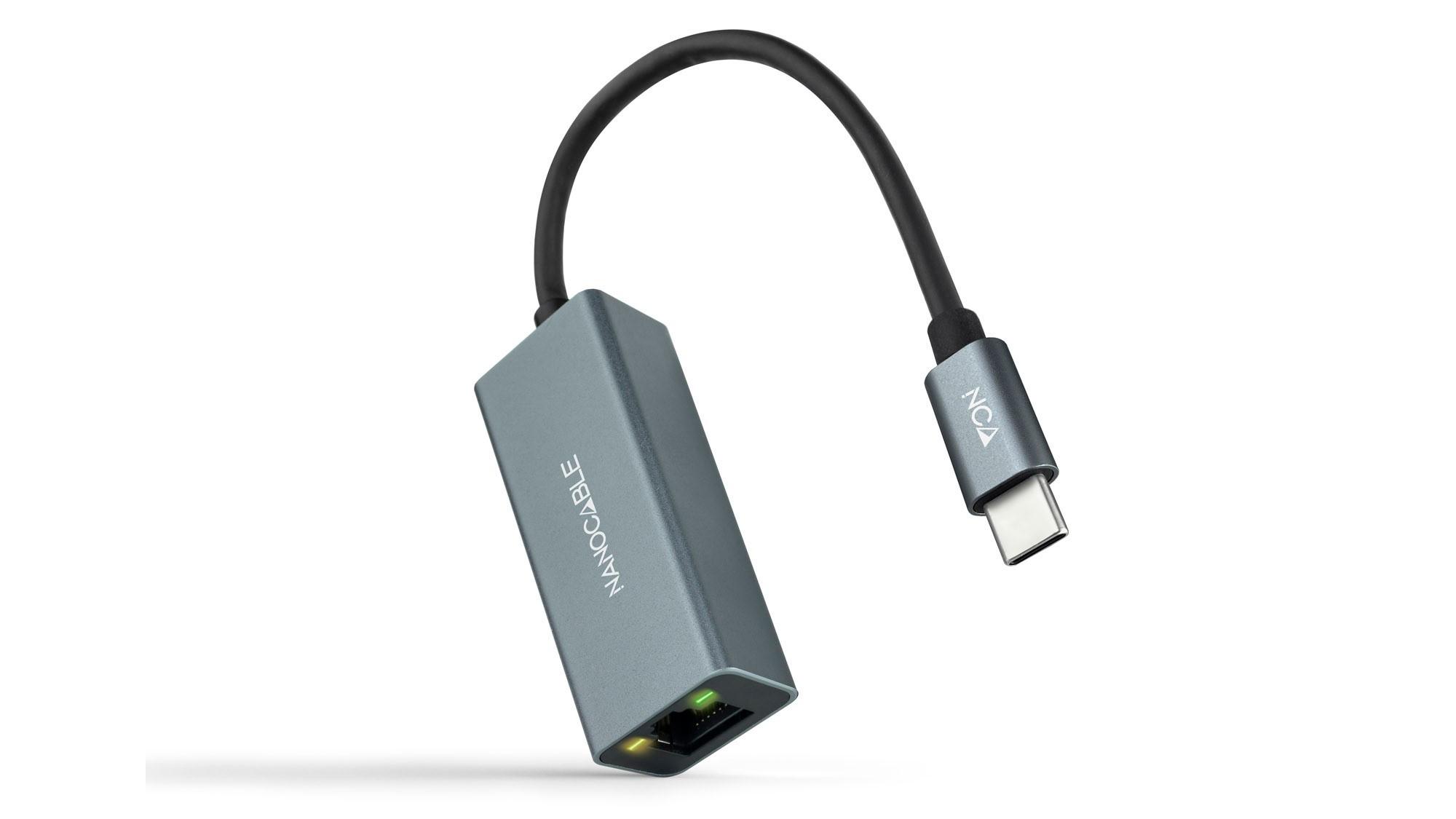 CONVERSOR NANOCABLE USB-C A ETHERNET GIBABIT 10/100/1000 MBPS ALUMINIO GRIS 15 CM