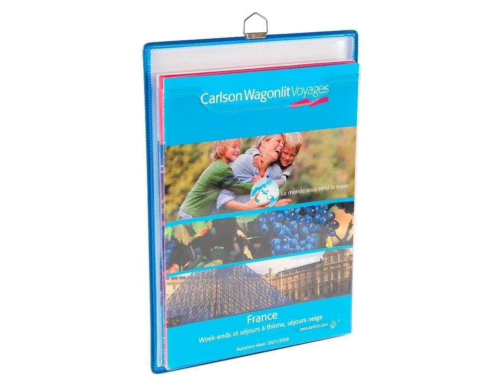 PACK 5 FUNDAS PARA COLGAR TARIFOLD DIN A4 ANILLA METALICA FORMATO VERTICAL COLOR AZUL