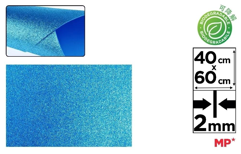 GOMA EVA CON PURPURINA BIODEGRADABLE MP 40X60CM ESPESOR 2MM COLOR AZUL
