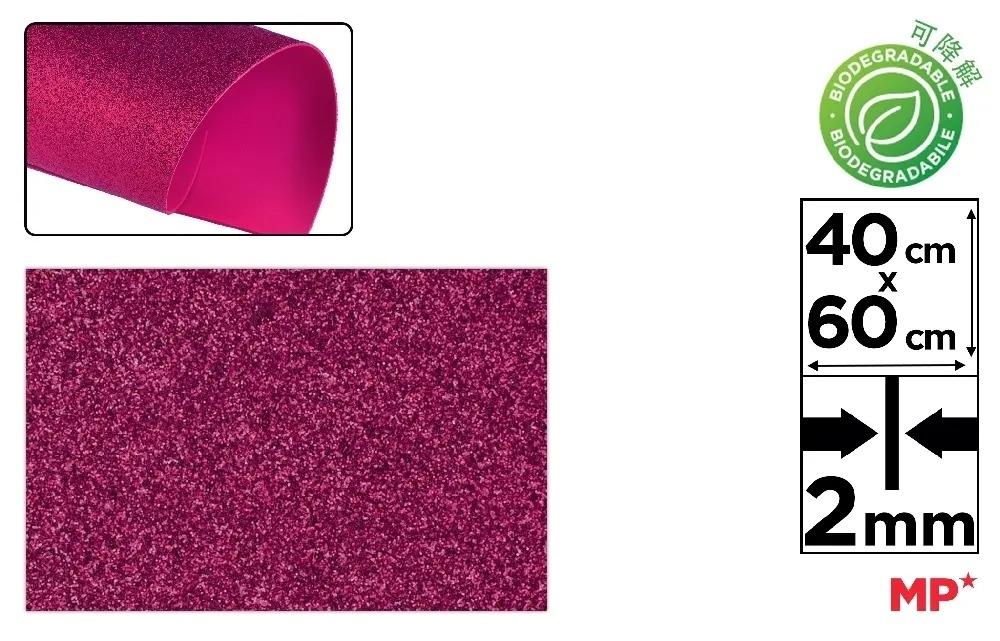 GOMA EVA CON PURPURINA BIODEGRADABLE MP 40X60CM ESPESOR 2MM COLOR ROSA OSCURO