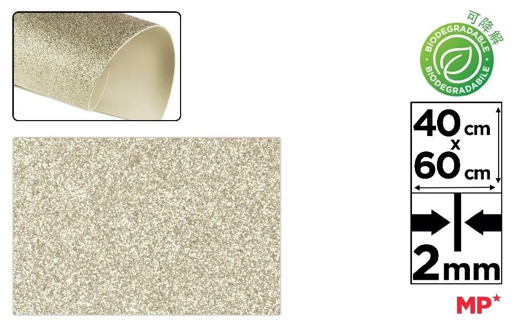 GOMA EVA CON PURPURINA BIODEGRADABLE MP 40X60CM ESPESOR 2MM COLOR ORO CHAMPAN
