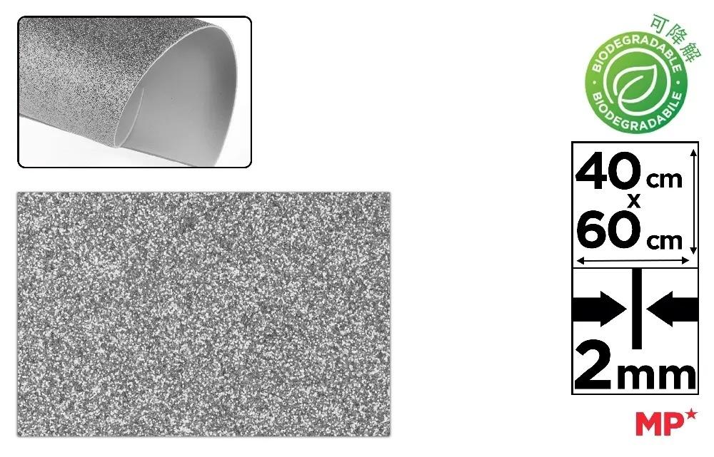 GOMA EVA CON PURPURINA BIODEGRADABLE MP 40X60CM ESPESOR 2MM COLOR GRIS PIEDRA