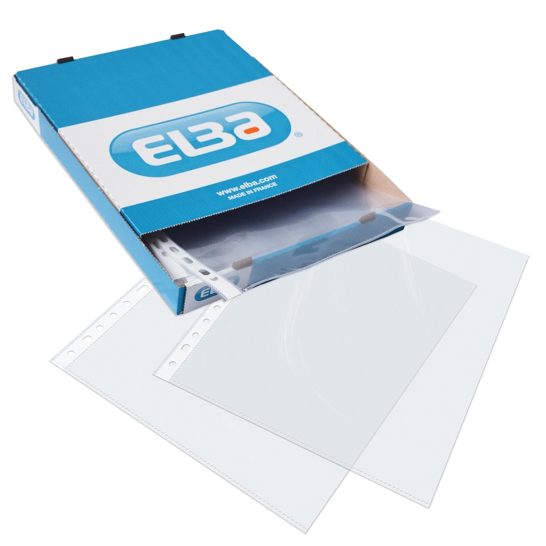 CAJA 100 FUNDAS MULTITALADRO ELBA STANDARD LISO CRISTAL DIN A4