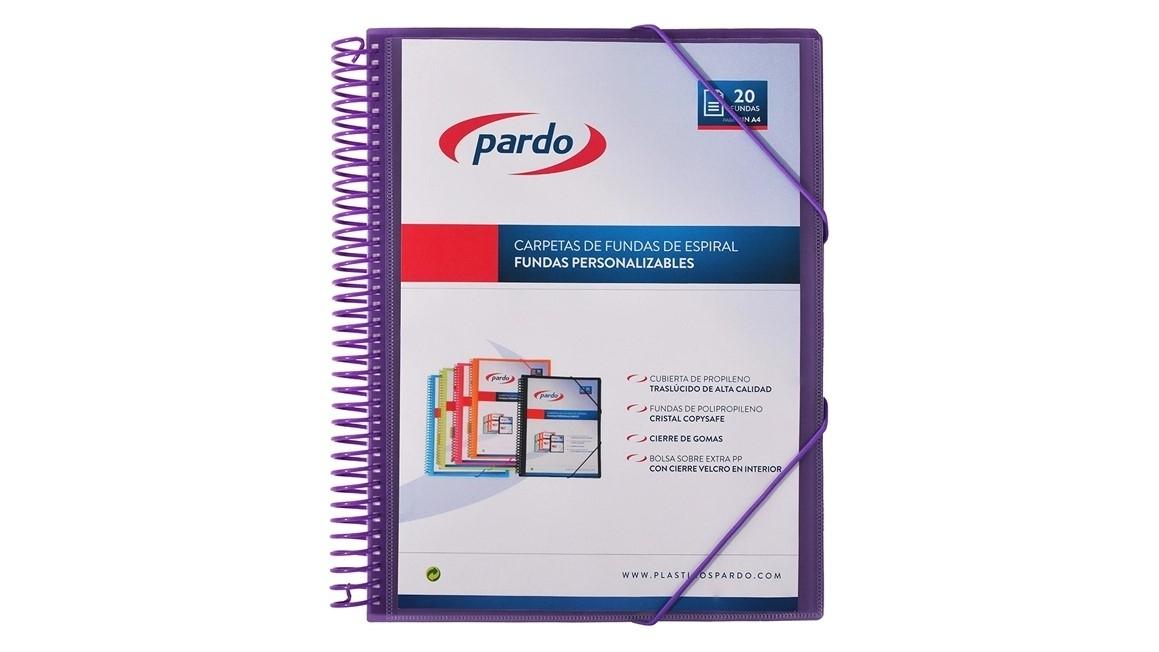 CARPETA 20 FUNDAS ESPIRAL PARDO STUDIO STYLE POLIPROPILENO FOLIO LILA