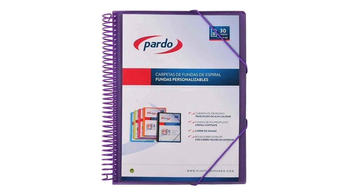 CARPETA 30 FUNDAS ESPIRAL PARDO STUDIO STYLE POLIPROPILENO FOLIO LILA