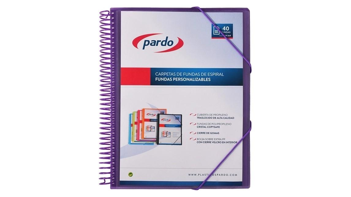 CARPETA 40 FUNDAS ESPIRAL PARDO STUDIO STYLE POLIPROPILENO FOLIO LILA