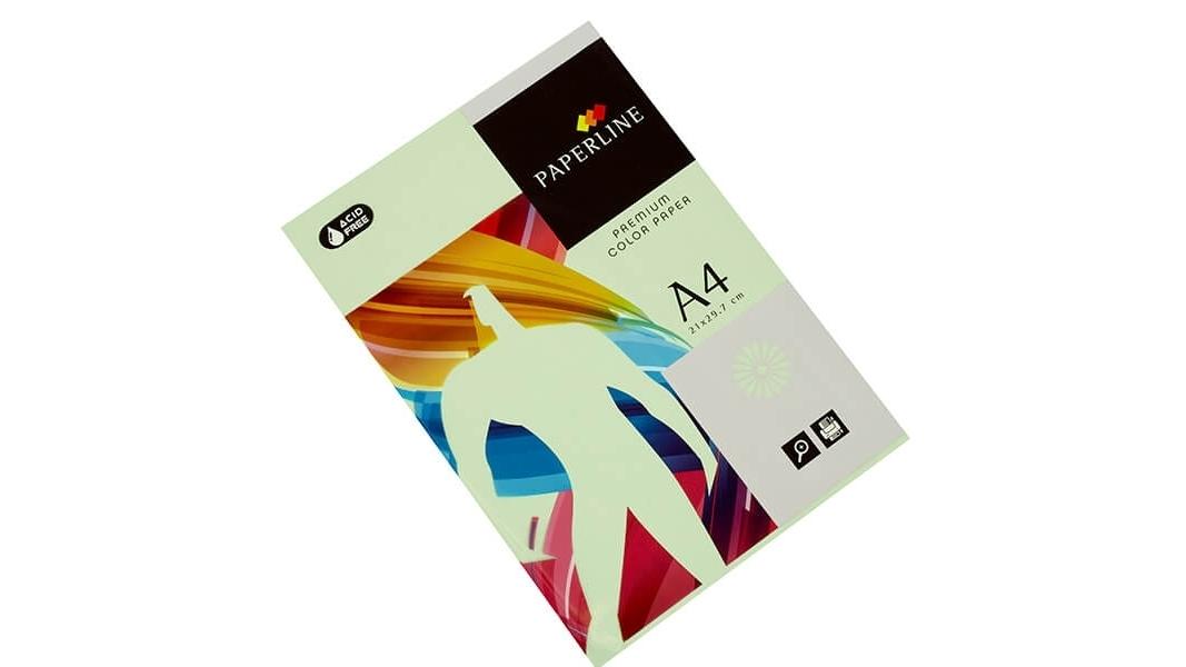 PAQUETE 500 HOJAS PAPEL PAPERLINE A4 80 GRS COLOR VERDE CLARO - IT 130