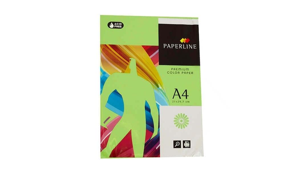 PAQUETE 500 HOJAS PAPEL PAPERLINE A4 80 GRS COLOR VERDE FUERTE - IT 230