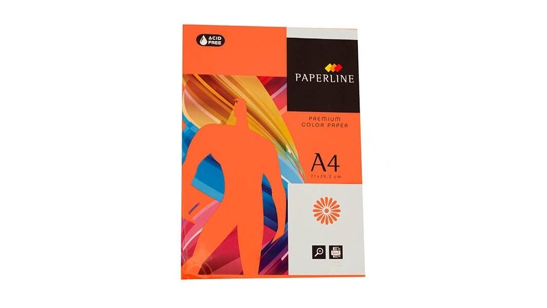 PAQUETE 500 HOJAS PAPEL PAPERLINE A4 80 GRS COLOR NARANJA - IT 240