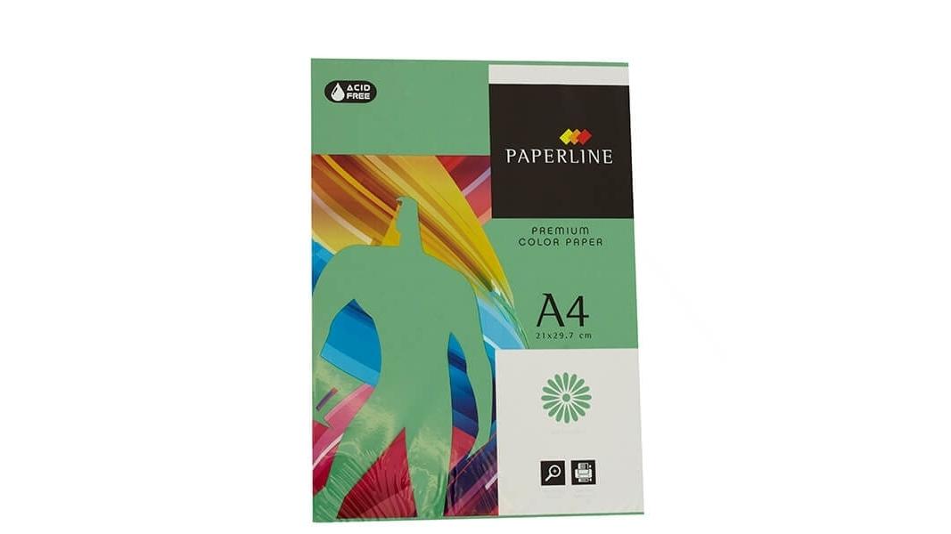 PAQUETE 500 HOJAS PAPEL PAPERLINE A4 80 GRS COLOR VERDE OSCURO - IT 41A