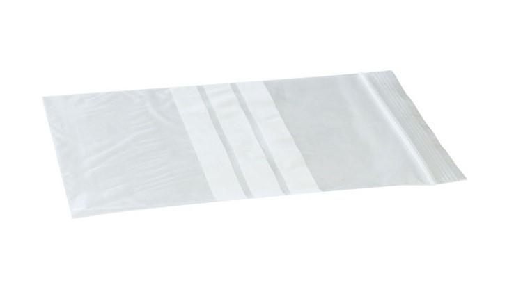 PACK 100 BOLSAS PLASTICO AUTOCIERRE ZIP 120X170 MM FICKORGRIP CON FRANJA BLANCA PARA ESCRITURA