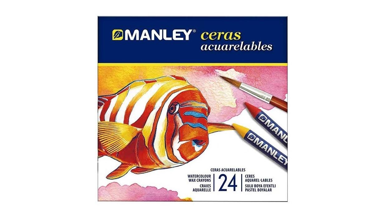 CAJA 24 CERAS MANLEY ACUARELABLES COLORES SURTIDOS