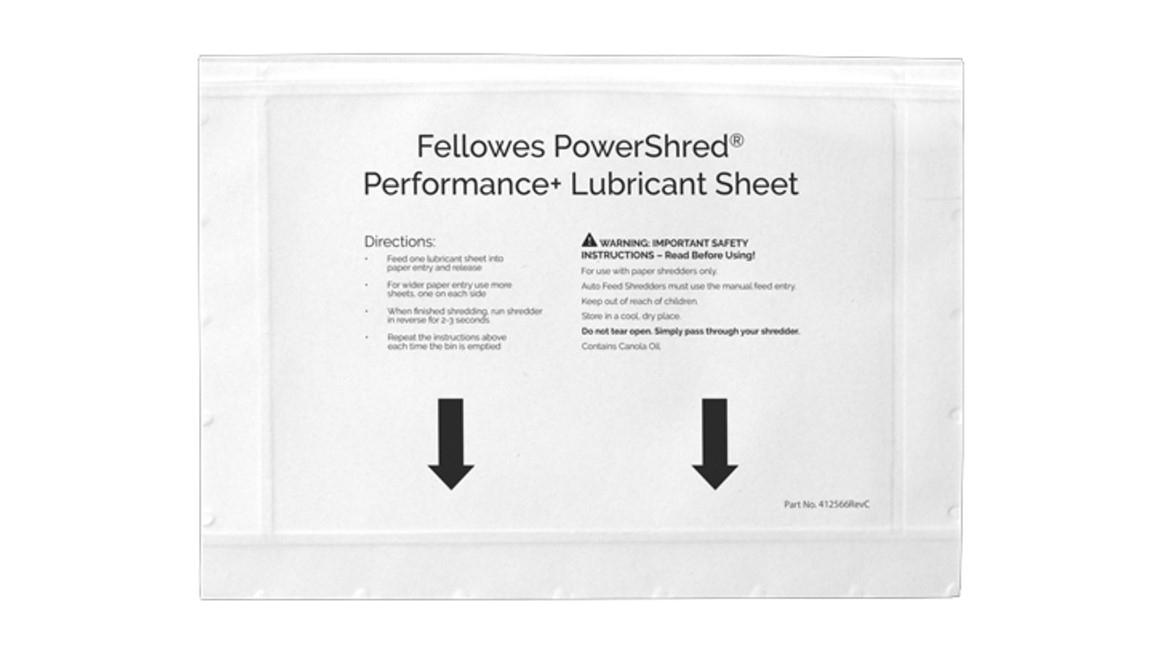 PAQUETE 10 HOJAS LUBRICANTES FELLOWES PARA DESTRUCTORAS