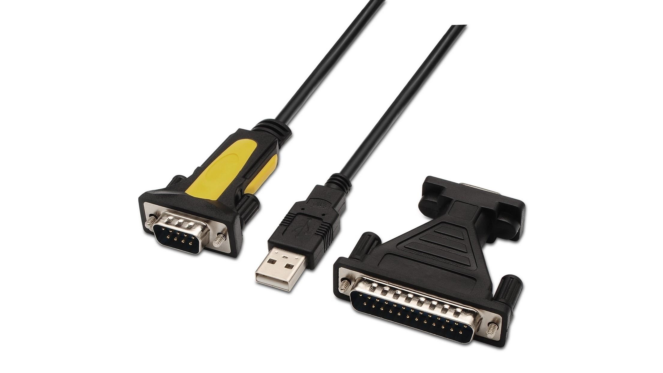 CONVERSOR USB A SERIE AISENS TIPO A/M-RS232 DB9/M DB25/M NEGRO 1.8M