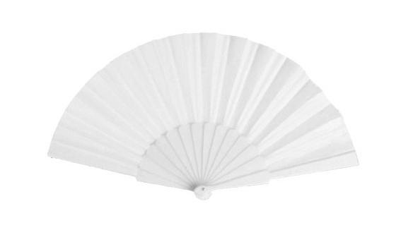 ABANICO TELA CON VARILLAS DE PLASTICO COLOR BLANCO