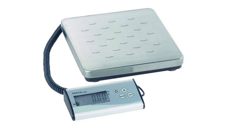 BASCULA PARA PAQUETES MAUL CARGO CON VISOR SEPARADO 120 KG PRECISION PESAJE 50 GR COLOR ACERO INOXIDABLE