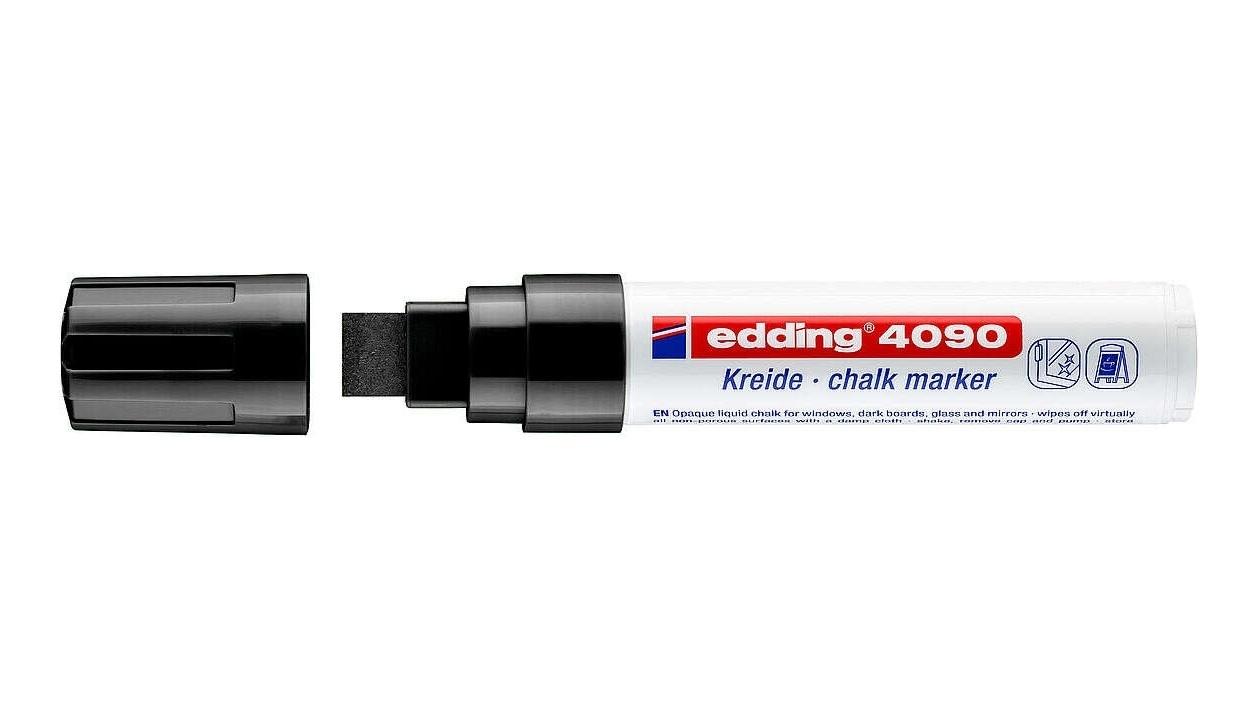 ROTULADOR EDDING 4090 MARCADOR TIZA LIQUIDA PUNTA BISELADA COLOR NEGRO