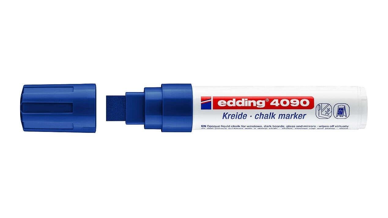 ROTULADOR EDDING 4090 MARCADOR TIZA LIQUIDA PUNTA BISELADA COLOR AZUL