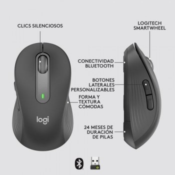 RATON LOGITECH M650 DERECHO TALLA L INALAMBRICO COLOR GRAFITO
