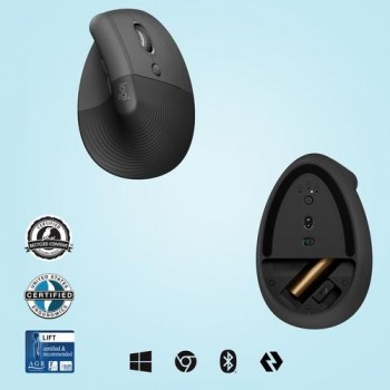 RATON ERGONOMICO LOGITECH LIFT VERTICAL INALAMBRICO COLOR NEGRO / GRIS