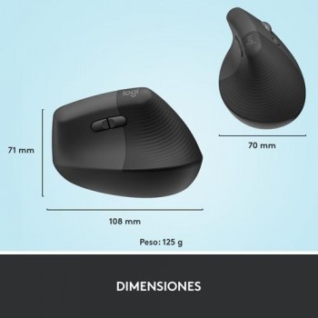 RATON ERGONOMICO LOGITECH LIFT VERTICAL INALAMBRICO COLOR NEGRO / GRIS