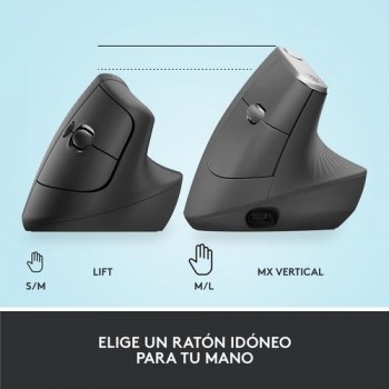 RATON ERGONOMICO LOGITECH LIFT VERTICAL INALAMBRICO COLOR NEGRO / GRIS
