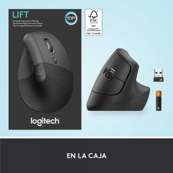 RATON ERGONOMICO LOGITECH LIFT VERTICAL INALAMBRICO COLOR NEGRO / GRIS