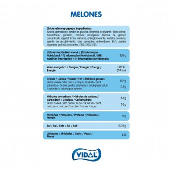 BOLSA 250 UNIDADES MELONES DE CHICLE VIDAL 1,3 KG